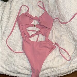 Zaful Pink Cutout One-Piece Swimsuit